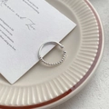 Anello aperto in argento sterling S925 con perline e design di giunzione asimmetrico - Aperto Regolabile / Argento
