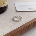 Minimalist S925 sterling silver beaded open ring with adjustable band for women - Adjustable Open / Silver
