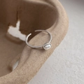 Elegant S925 sterling silver open ring featuring a natural oval pearl in a minimalist style - Adjustable Open / White Gold