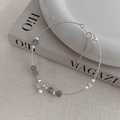 Exquisite S925 sterling silver beaded bracelet with grey moonstones and a star charm - 925 Silver / Silver