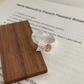 Minimalist S925 sterling silver open ring with square zircon and champagne stone - Adjustable Open / Silver