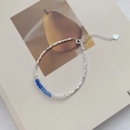 Bracciale di perline in argento S925 con cristalli blu e ciondolo a cuore - Argento 925 / Argento