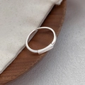 Minimalist S925 sterling silver rectangular open ring with a brushed metallic finish - Adjustable Open / Silver