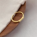 Minimalist S925 sterling silver gold rectangular open ring with a brushed metal finish - Adjustable Open / Gold