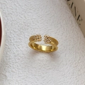 Luxuriöser S925 Sterlingsilber Ring mit gebürstetem Sternendesign und Zirkonsteinen - Einstellbar Offen / Gold