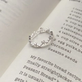 Anillo de estrella abierto de plata de ley S925 minimalista sobre hoja de libro - Abierto Ajustable / Plateado