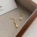Lujosos pendientes de gota de plata S999 con acabado en oro cepillado y piedras circón - Plata 990 / Dorado