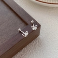 Orecchini a farfalla minimalisti in argento S999 con chiusura a vite per donne - Stile Farfalla (Chiusura a Sfera a Vite) / Argento 990 / Argento