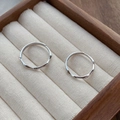Coppia di anelli a bambù minimalisti in argento sterling 999 con design aperto regolabile - Modello maschile / Argento