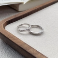 Minimalist S999 sterling silver glacier lava textured open rings for couples with matte finish - Adjustable Open / Men's White Gold Color