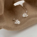999 Sterling silver butterfly pearl earrings with secure screw-back ball closures - 990 Silver / Silver