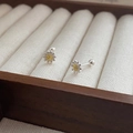 Orecchini a perno a margherita in argento S925 con centro giallo e chiusura a vite sicura - Argento 925 / Argento