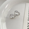 S925 sterling silver snake earrings with baguette cut diamonds on white ceramic - 925 Silver / White Gold