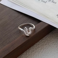 Anillo de serpiente minimalista de plata de ley S925 con textura de escamas y banda abierta - Abierto Ajustable / Plateado