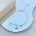 S925 Sterling Silber Gänseblümchen Armband mit Schleifen auf blauem Spiegeleffekt - 925er Silber / Weißgold