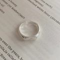 Minimalist S925 sterling silver open ring with octagonal star engraving on book page - Adjustable Open / Silver