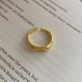 Vintage style S925 silver adjustable gold ring featuring a minimalist star engraving - Adjustable Open / Gold