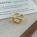 Minimalist S925 sterling silver open ring with hollow oval design in gold finish - Gold