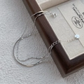 Minimalist S925 sterling silver double-layered snake chain bracelet with adjustable link - 925 Silver / White Gold