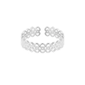 Bague ouverte en argent S925 avec motif cœur en dentelle et texture brossée fine - Ouvert Ajustable / Style Dentelle Argentée