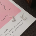 S999 sterling silver heart earrings with irregular hammered texture and clear zircons - Irregular Heart (C667) / Silver