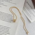 Elegante S925 sterling zilveren gouden ketting met hol gesneden blad hanger en kristallen - 925 zilver / Goud