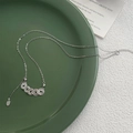 S925 Sterling Silber Halskette mit strukturierten Fünf-Kaiser-Münzen und Quasten - 925er Silber / Weißgold
