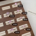 Elegant S925 sterling silver open rings with pink zircon in various rectangle and oval cuts - Adjustable Open / Pink (D757)