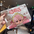 Cute cartoon canvas storage bag in cream white featuring spring print and girl graphic - Playful Princess
