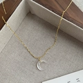 Elegant S925 silver crescent moon pendant necklace with white mother of pearl and gold chain - 925 Silver / Gold