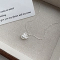 Élégant collier en argent sterling S925 avec nœud et pendentif perle blanche pour femme - Argent 925 / Argenté