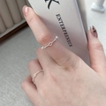 Stapelbare S925 Sterlingsilber Ringe mit hohlem Herz und gedrehtem Band für Damen - Einstellbar Offen / Silber