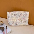 Quilted cotton makeup bag with cute cat prints and a zipper closure for travel - Cat Sweet Dream