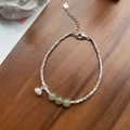 S925 sterling silver bracelet with lotus pod charm and green nephrite jade beads - 925 Silver / Silver