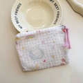 Cute puppy illustration mini cotton coin purse with pink braided zipper puller - Soft Cute Dog