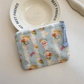 Mini cotton coin purse in light blue with cute puppy print and tassel zipper - Milk Blue Cute Rabbit