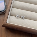 Exquisite S925 sterling silver dragonfly stud earrings with micro-pave cubic zirconia stones - 925 Silver / White Gold