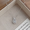 S925 sterling silver necklace with chalcedony bow pendant on a premium linen jewelry box - White Gold
