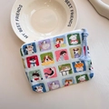 Mini light blue cotton coin purse with cute cartoon animals and a zipper closure - Cute Pet Small Plaid