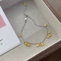 Bracciale a sfere regolabile in argento S925 con pendenti in zircone giallo vivo - Argento 925 / Tono Oro Giallo e Bianco