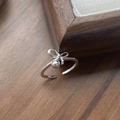 S925 Sterling Silber Schleife Ring mit polierter Perle und verstellbarem Design - Einstellbar Offen / Silber