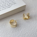 Minimalist S925 sterling silver chunky irregular gold earrings on white textured surface - Gold