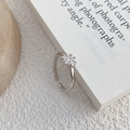 Minimalist S925 sterling silver adjustable snowflake ring with white cubic zirconia stones - Adjustable Open / White Gold