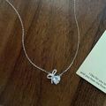 Elegant S925 silver necklace featuring a heart crystal and micro-paved bow pendant - 925 Silver / Silver
