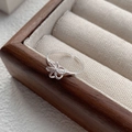 Elegant S925 sterling silver hollow flower open ring displayed in a luxury jewelry box - Adjustable Open / Silver