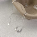Minimalist S925 sterling silver cat-eye bead necklace featuring a textured snake chain - 925 Silver / Silver