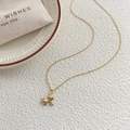Elegante collana in argento 925 con ciondolo a fiocco finitura in oro 18 carati - Argento 925 / Oro