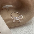 Anillo de lazo minimalista en plata de ley S925 con líneas tejidas y diseño abierto ajustable - Abierto Ajustable / Plateado