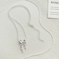 Elegante S925 Sterling Silber Halskette mit Schmetterlingsschleife und Perlenkette - 925er Silber / Silber