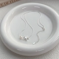 Minimalist S925 sterling silver starfish necklace with a white freshwater pearl pendant - Silver